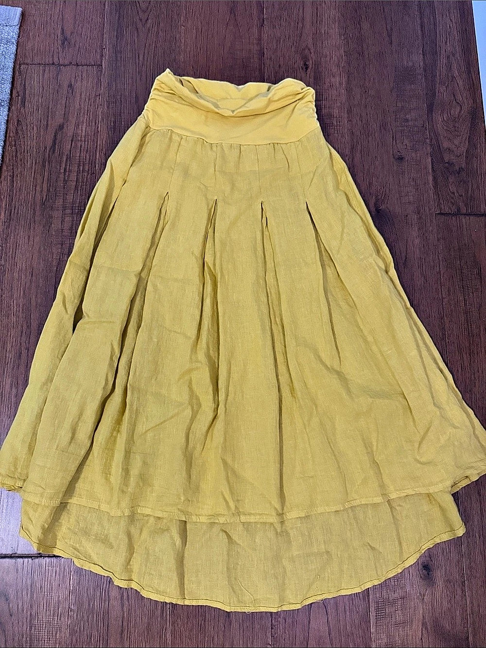 Stella Martini Yellow Linen Maxi Skirt Size Small